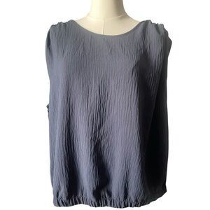 Crinkled Sleeveless Blouson Top by Black Tape in Navy, size 1X, NWT